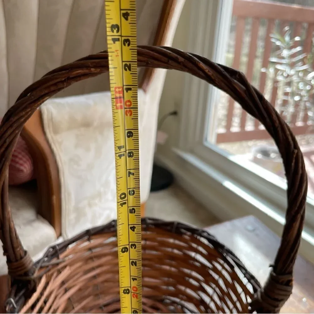 Medium Sized Brown Woven Basket with Handle